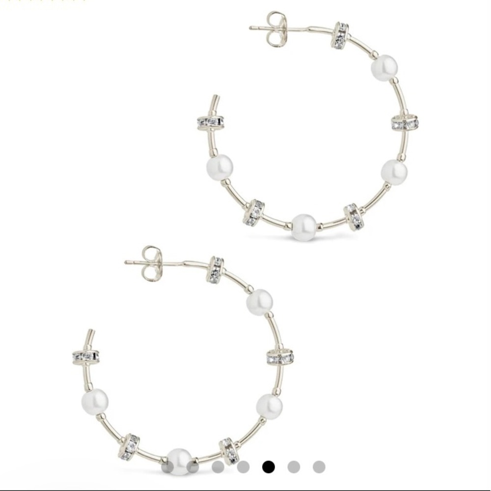 Silver forever Rhodium Plated
Talulla Faux Pearl & CZ Open Hoop
Earrings